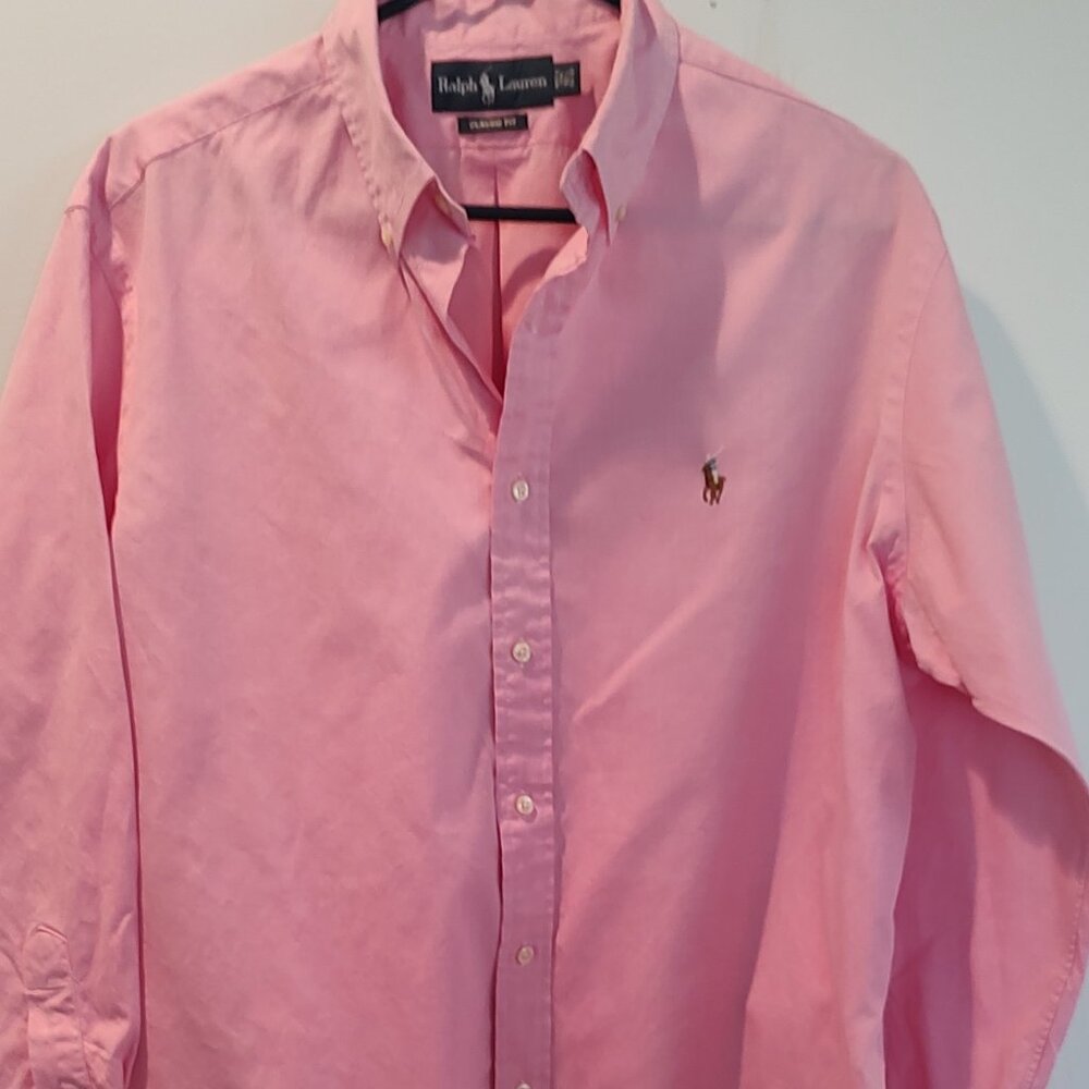 Men's Ralph Lauren Button Down Shirt Pink Size 16 1/2 32/33
